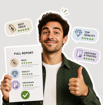 A ring report showing price and certificate checks
